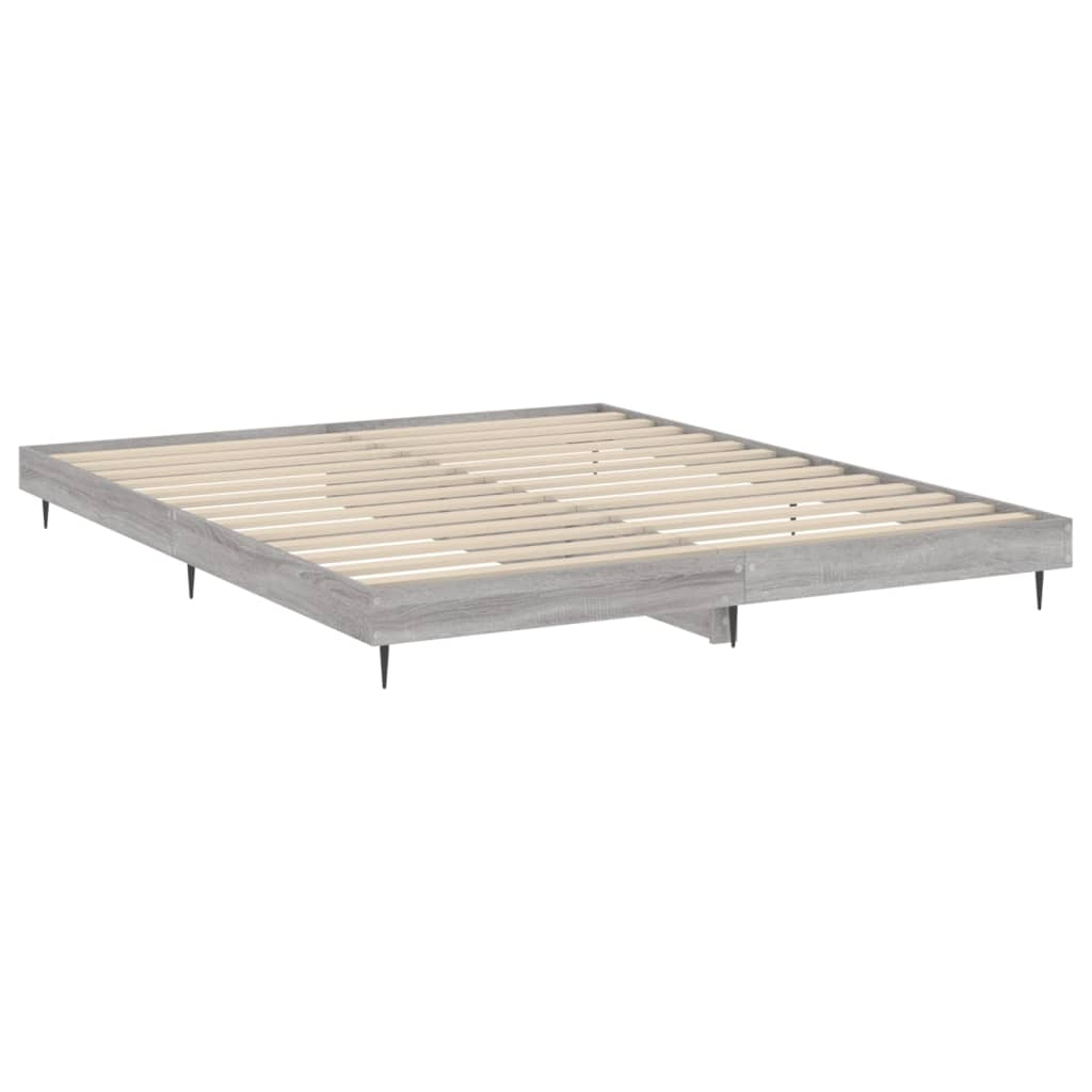 vidaXL Bed Frame Grey Sonoma 150x200 cm King Size Engineered Wood