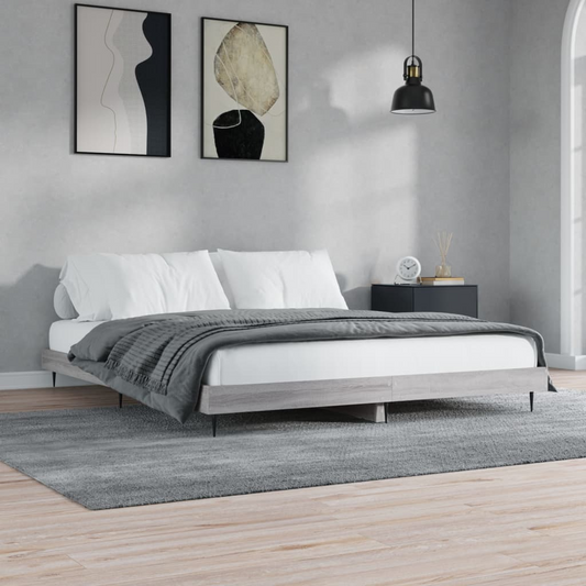 vidaXL Bed Frame Grey Sonoma 180x200 cm Super King Engineered Wood