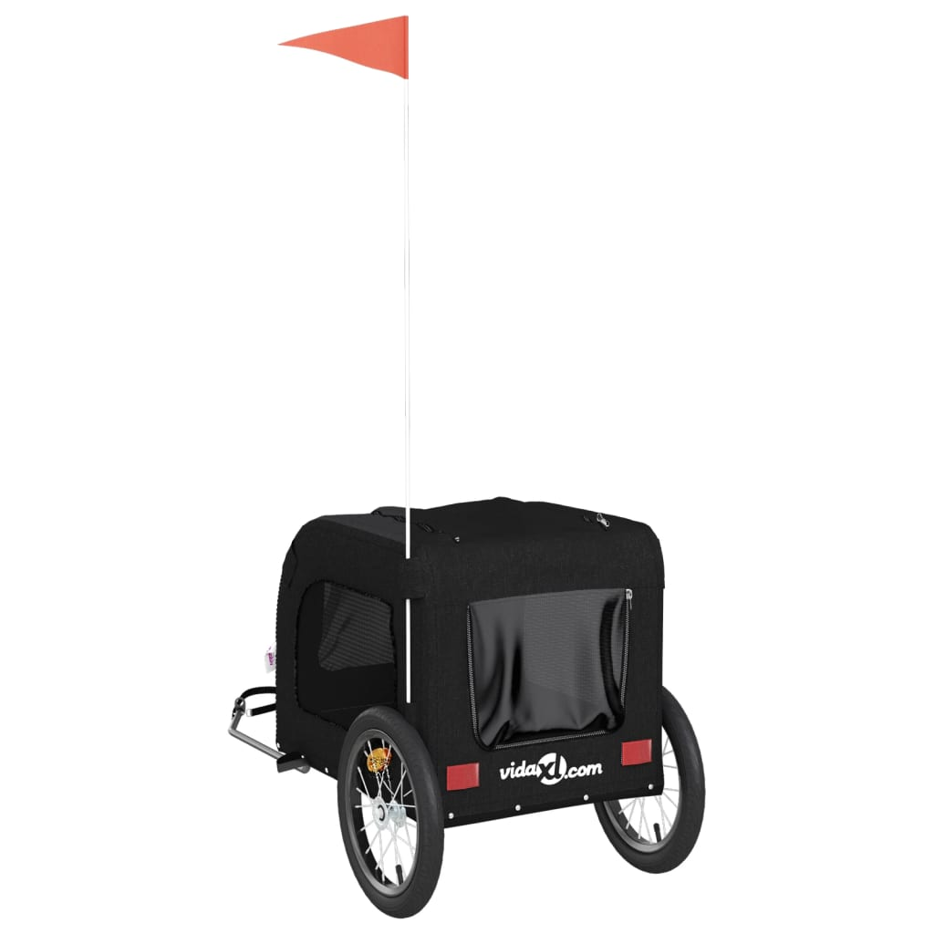 vidaXL Pet Bike Trailer Black Oxford Fabric and Iron