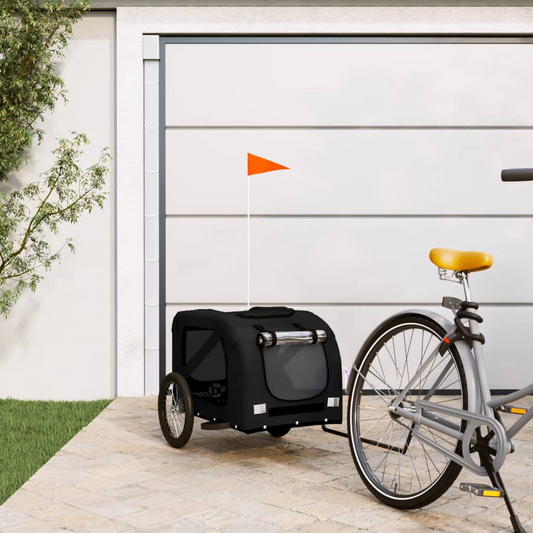 vidaXL Pet Bike Trailer Black Oxford Fabric and Iron