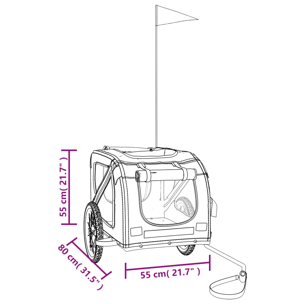 vidaXL Pet Bike Trailer Black Oxford Fabric and Iron