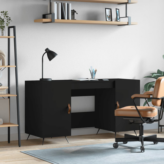 vidaXL Desk Black 140x50x75 cm Engineered Wood