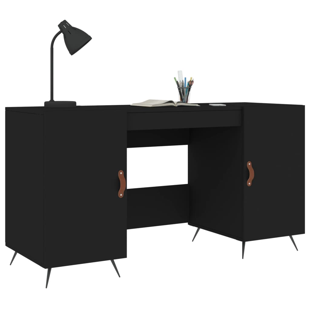 vidaXL Desk Black 140x50x75 cm Engineered Wood