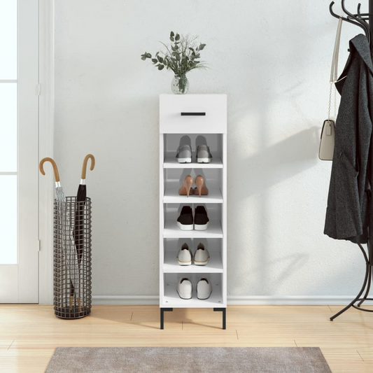 vidaXL Shoe Cabinet High Gloss White 30x35x105 cm Engineered Wood