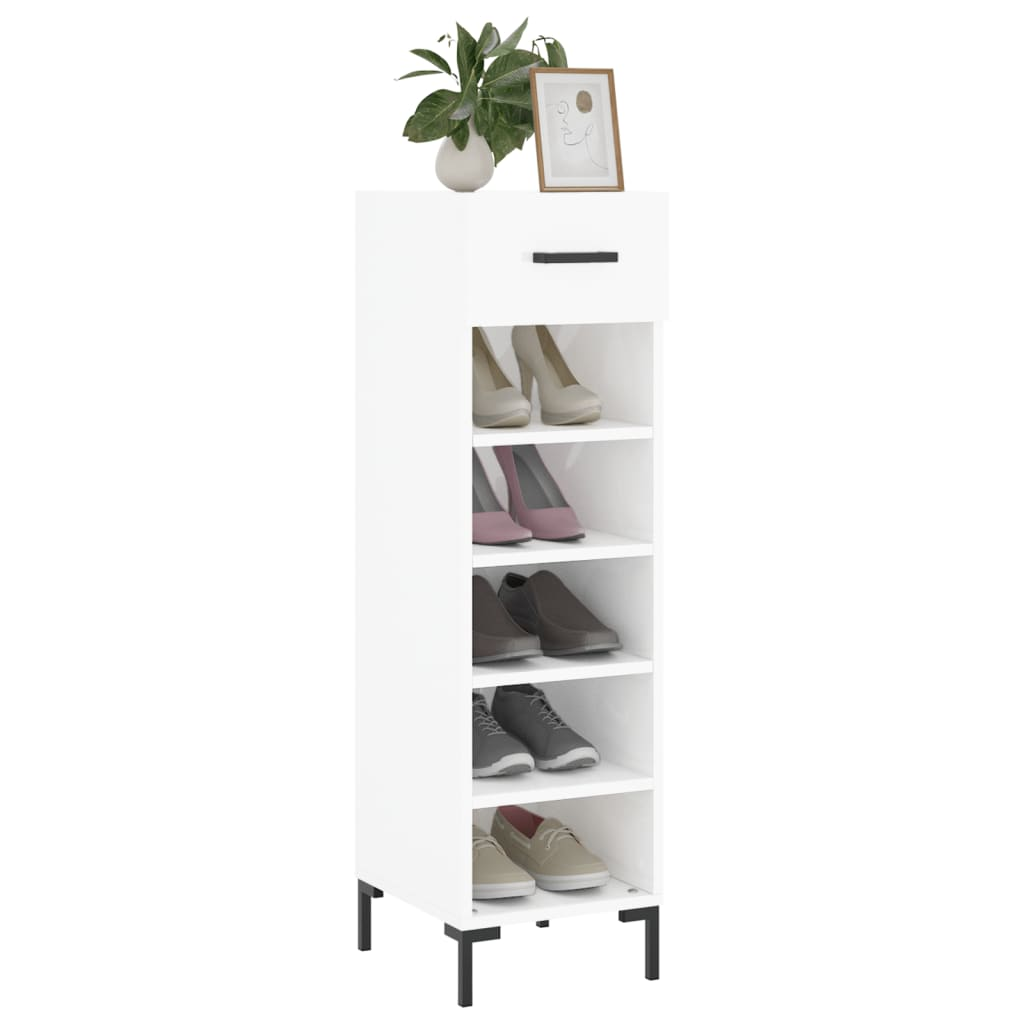 vidaXL Shoe Cabinet High Gloss White 30x35x105 cm Engineered Wood