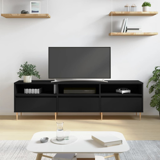 vidaXL TV Cabinet Black 150x30x44.5 cm Engineered Wood