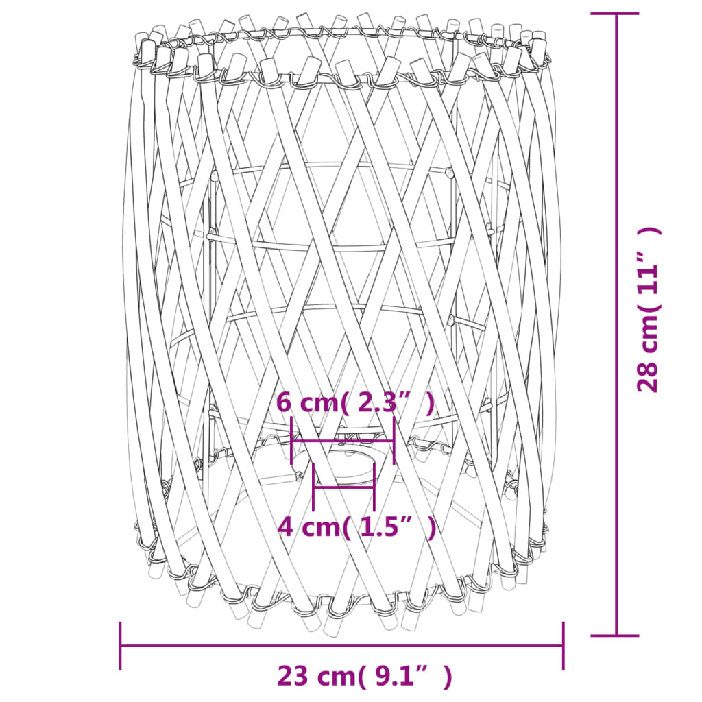 vidaXL Lamp Shade Ø23x28 cm Wicker