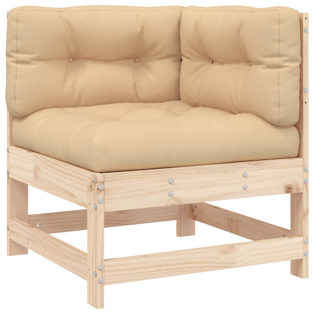 vidaXL Corner Sofa with Cushions Solid Wood Pine