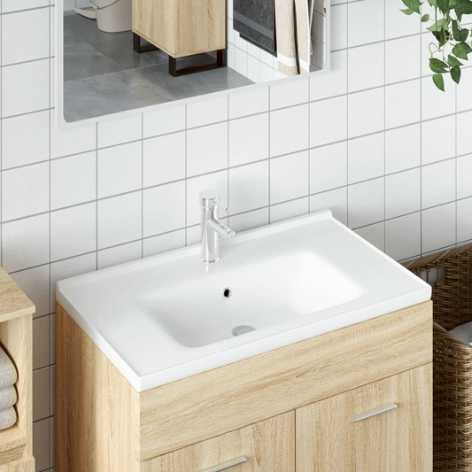 vidaXL Bathroom Sink White 91.5x48x19.5 cm Rectangular Ceramic