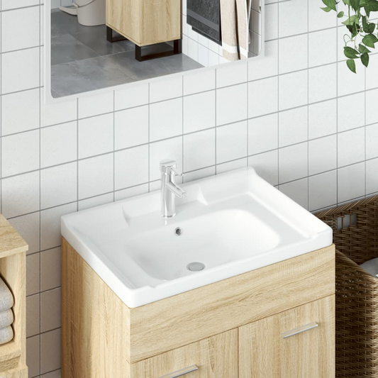 vidaXL Bathroom Sink White 61x48x23 cm Rectangular Ceramic