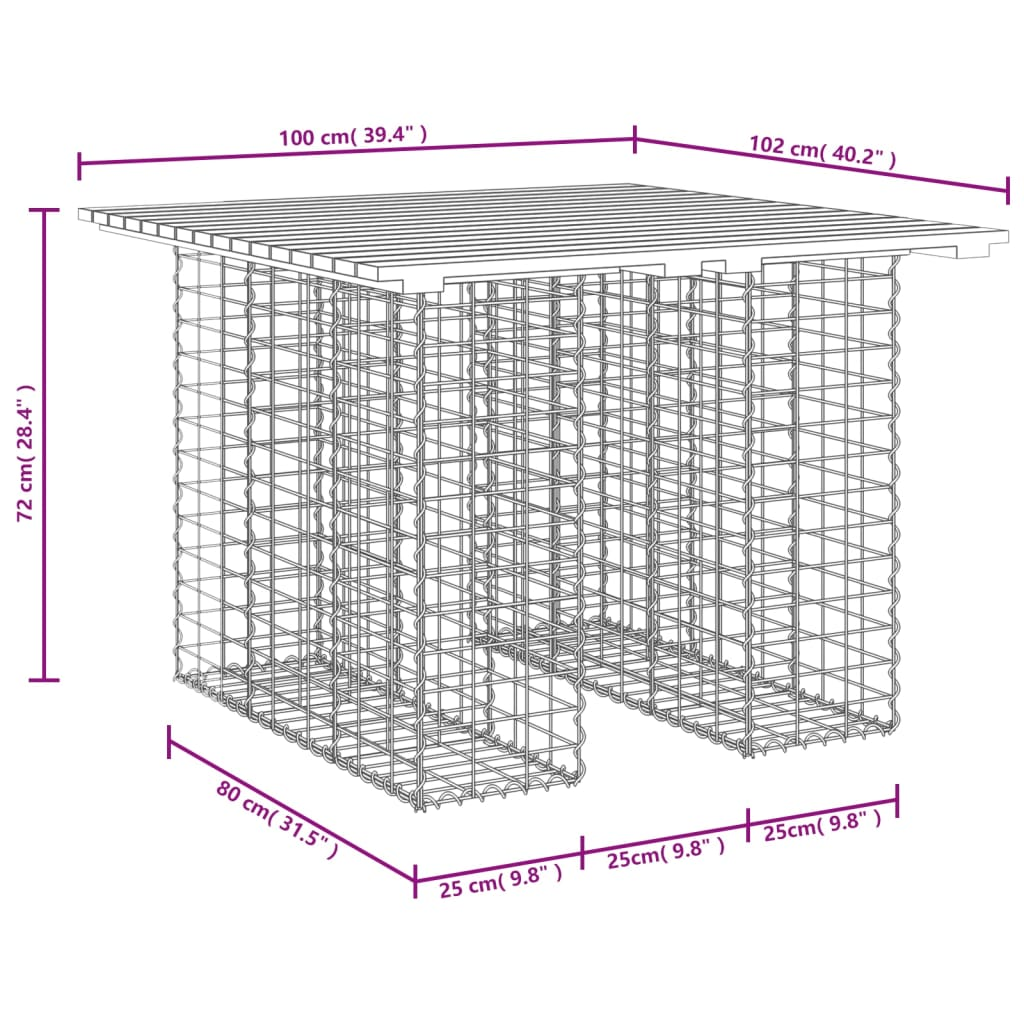 vidaXL Garden Bench Gabion Design 100x102x72 cm Solid Wood Pine