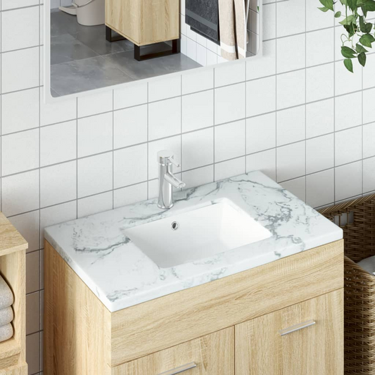 vidaXL Bathroom Sink White 50x40.5x18.5 cm Rectangular Ceramic