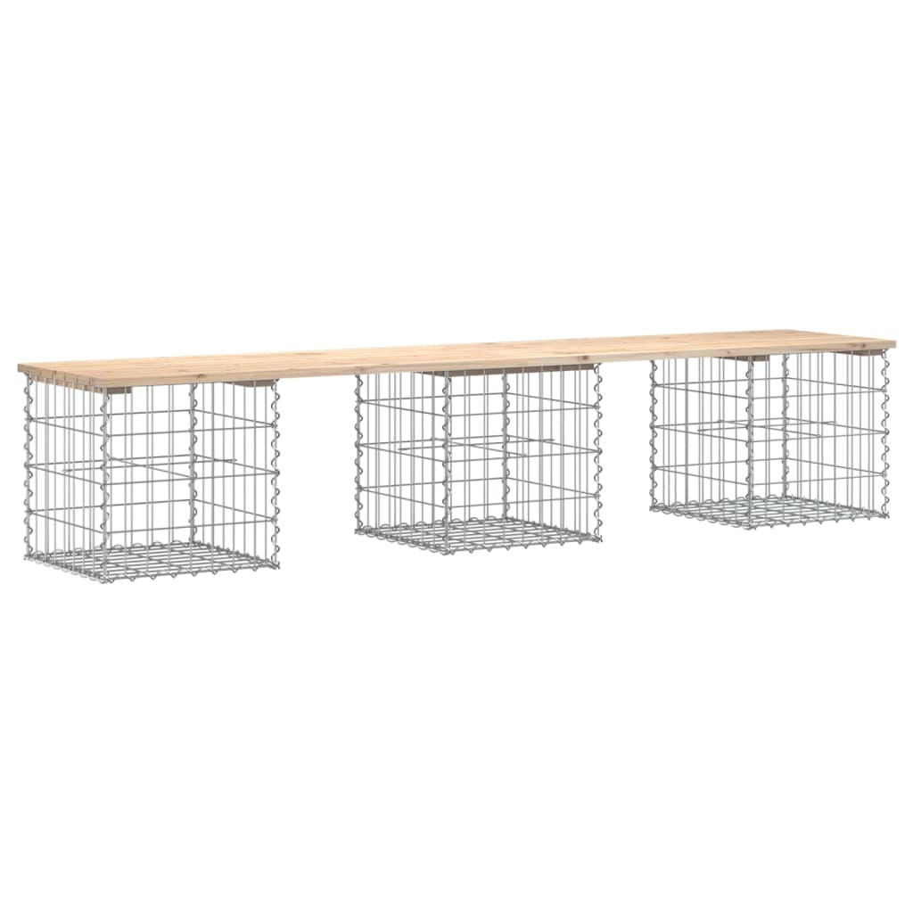 vidaXL Garden Bench Gabion Design 203x44x42 cm Solid Wood Pine