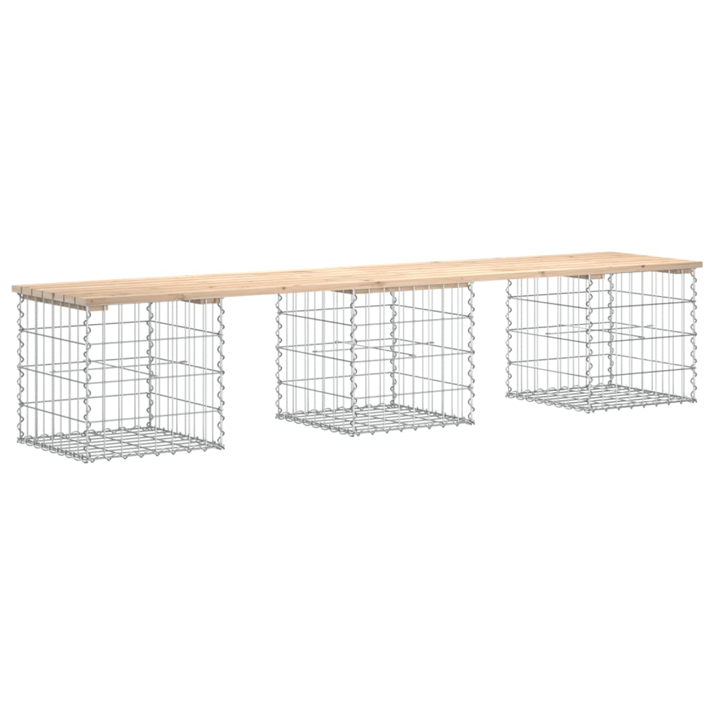 vidaXL Garden Bench Gabion Design 203x44x42 cm Solid Wood Pine