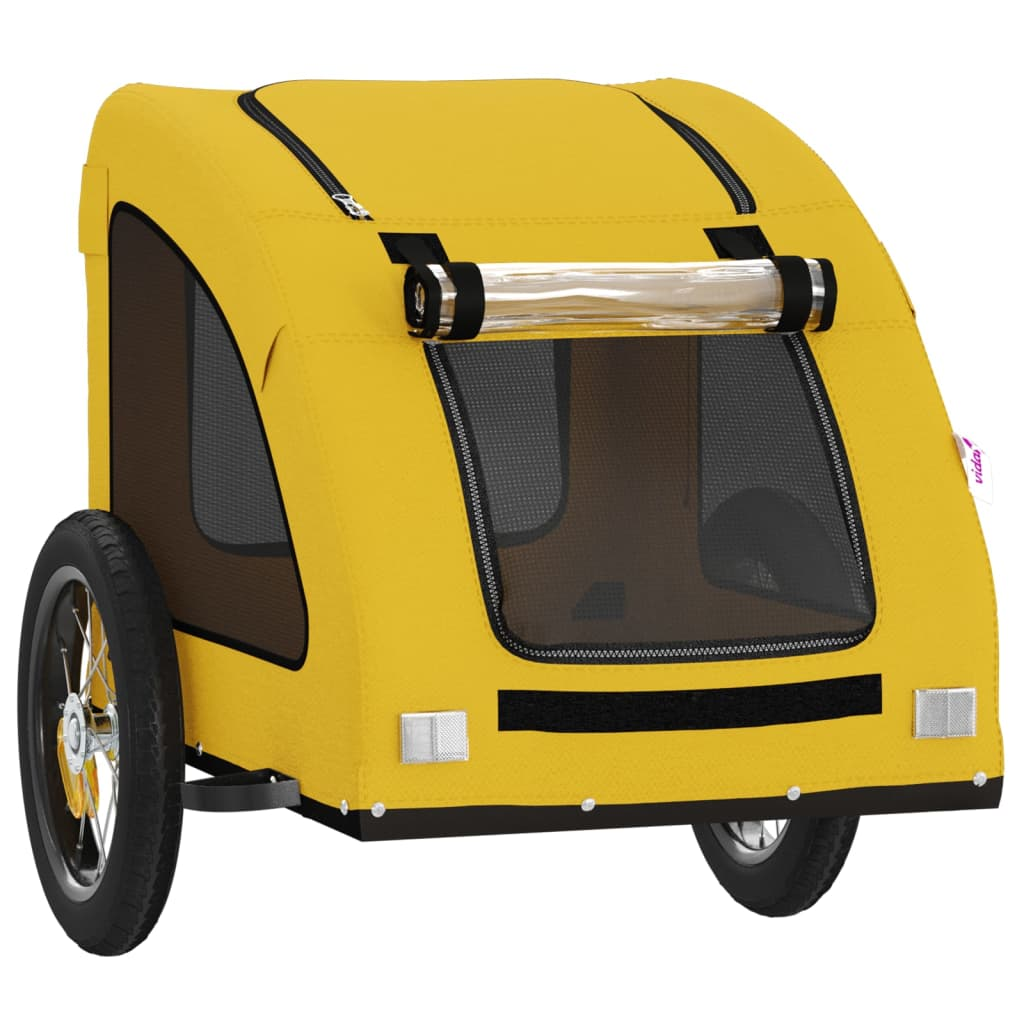 vidaXL Pet Bike Trailer Yellow Oxford Fabric and Iron