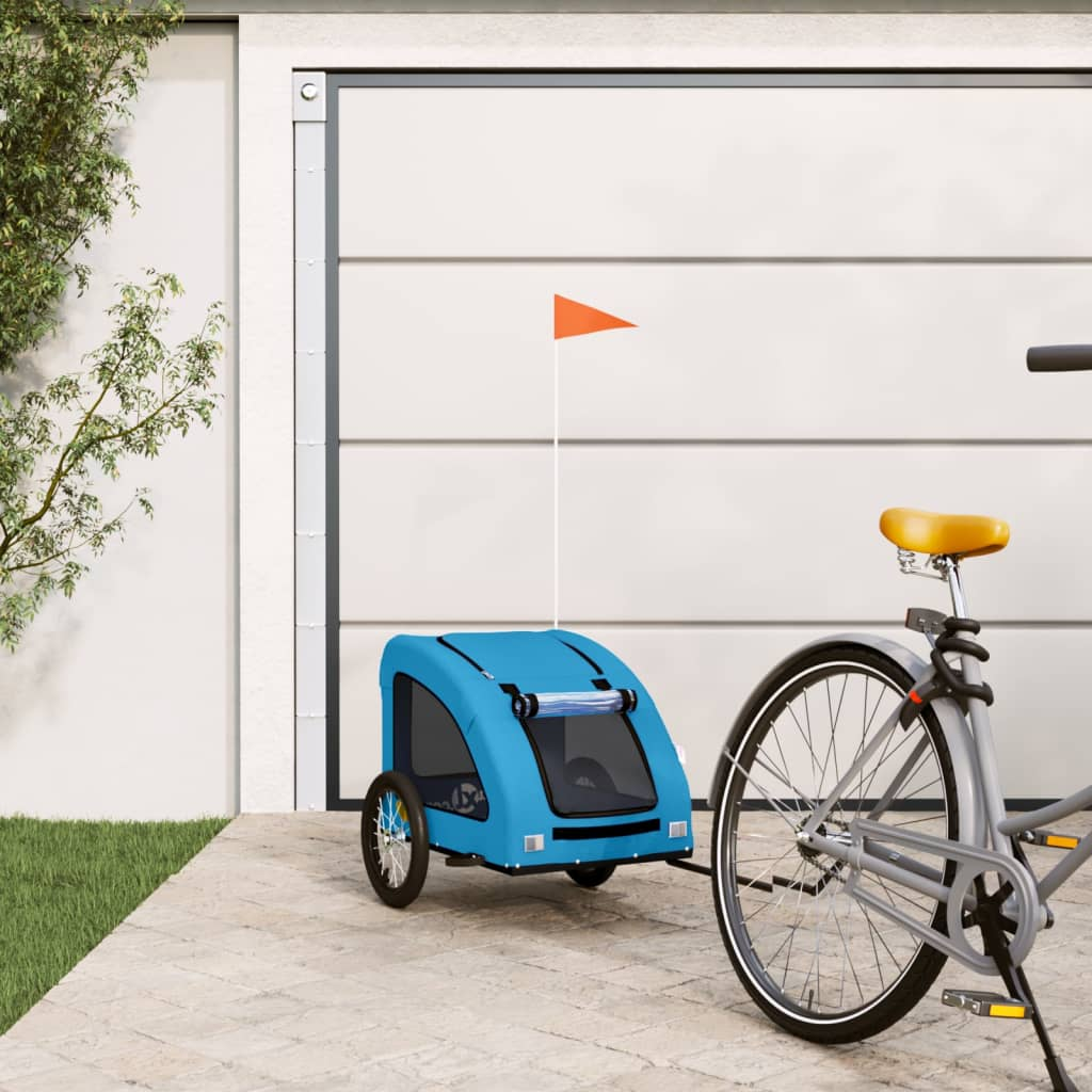 vidaXL Pet Bike Trailer Blue Oxford Fabric and Iron