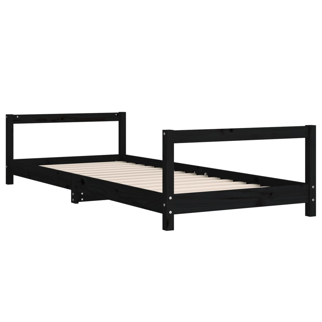 vidaXL Kids Bed Frame Black 90x190 cm Solid Wood Pine