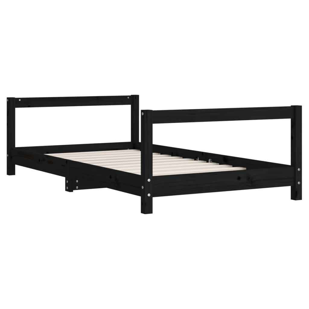 vidaXL Kids Bed Frame Black 80x160 cm Solid Wood Pine