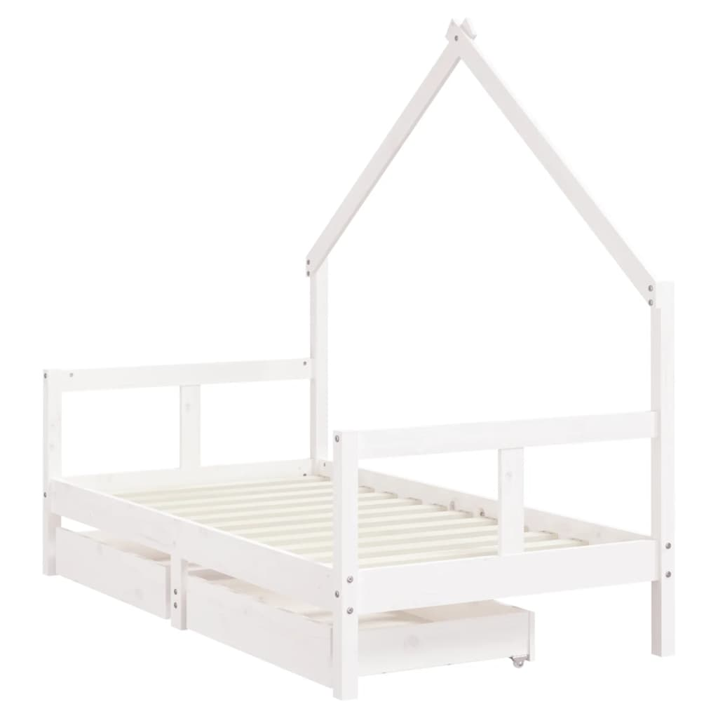 vidaXL Kids Bed Frame with Drawers Black 80x160 cm Solid Wood Pine