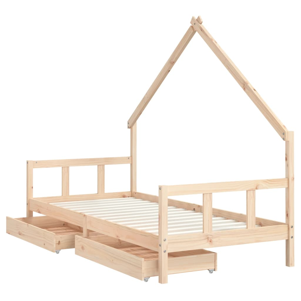 vidaXL Kids Bed Frame with Drawers 90x200 cm Solid Wood Pine