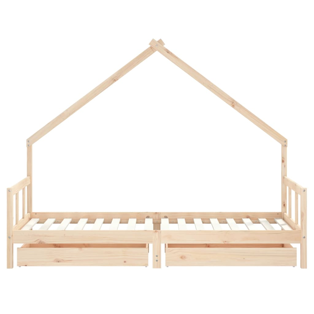 vidaXL Kids Bed Frame with Drawers 90x200 cm Solid Wood Pine