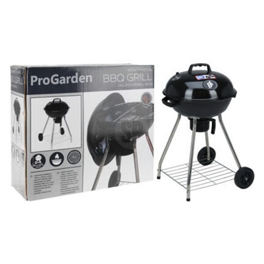 ProGarden BBQ Grill on Wheels 47 cm Black