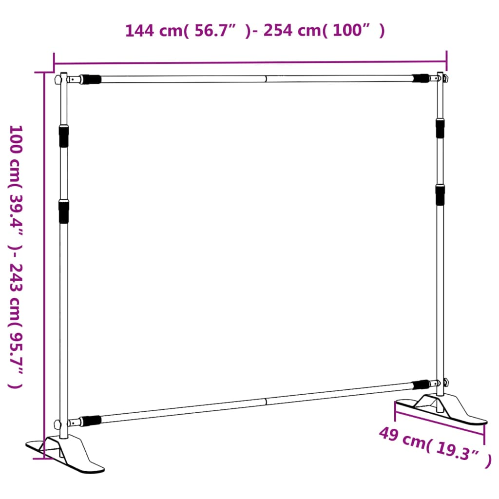 vidaXL Backdrop Stand Black 254x243 cm Steel