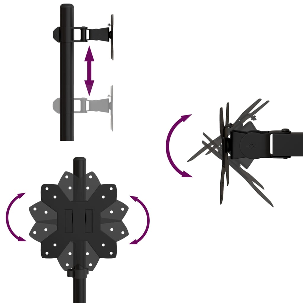 vidaXL Dual Monitor Stand Black Steel VESA 75/100 mm