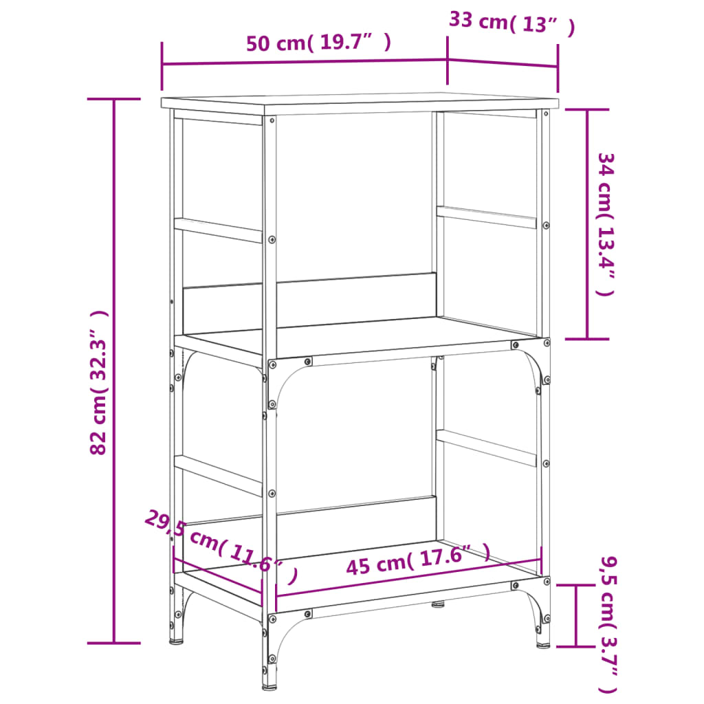 vidaXL Bookshelf Grey Sonoma 50x33x82 cm Engineered Wood