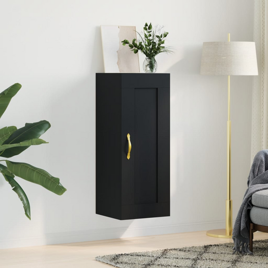 vidaXL Wall Mounted Cabinet Black 34.5x34x90 cm Engineered Wood