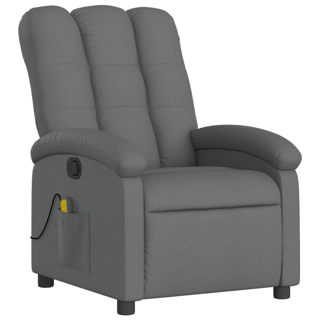 vidaXL Massage Recliner Chair Dark Grey Fabric