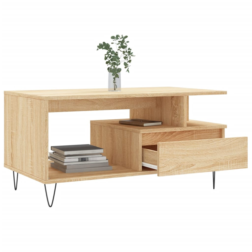 vidaXL Coffee Table Sonoma Oak 90x49x45 cm Engineered Wood