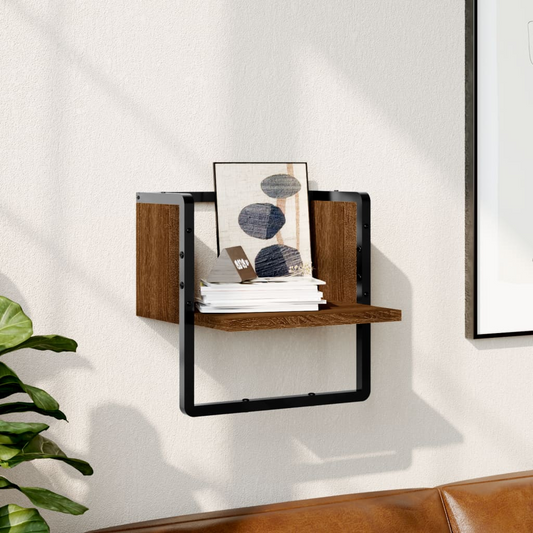 vidaXL Wall Shelf with Bar Brown Oak 30x25x30 cm