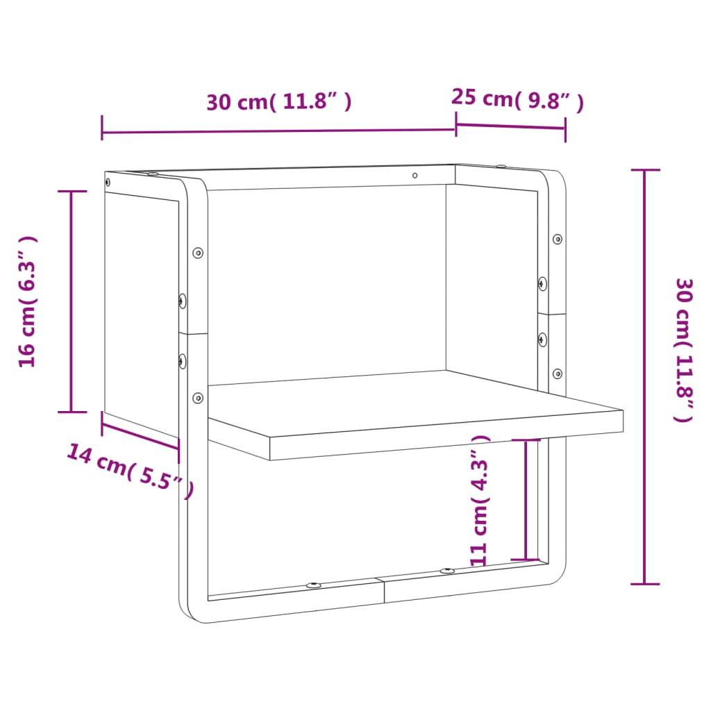 vidaXL Wall Shelf with Bar Brown Oak 30x25x30 cm