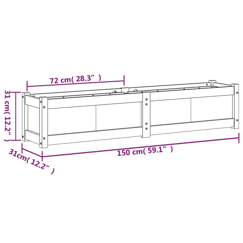 vidaXL Garden Planter 150x31x31 cm Impregnated Wood Pine