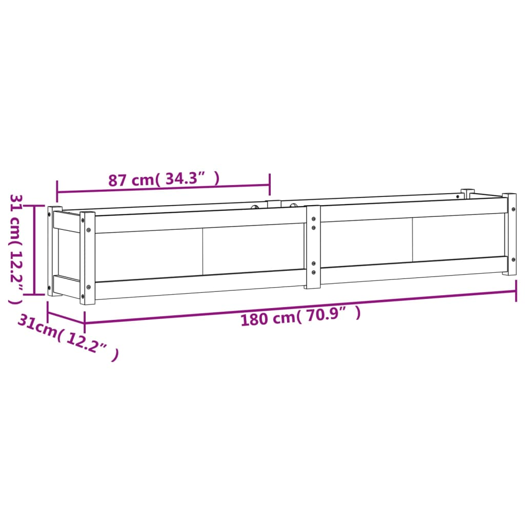 Garden Planter 180x31x31 cm Solid Wood Pine