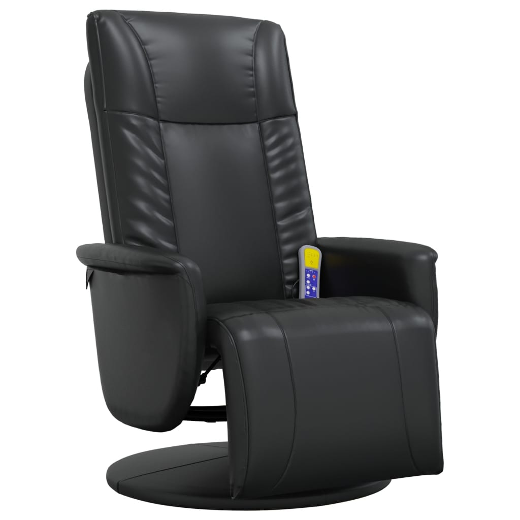 vidaXL Massage Recliner Chair with Footrest Black Faux Leather