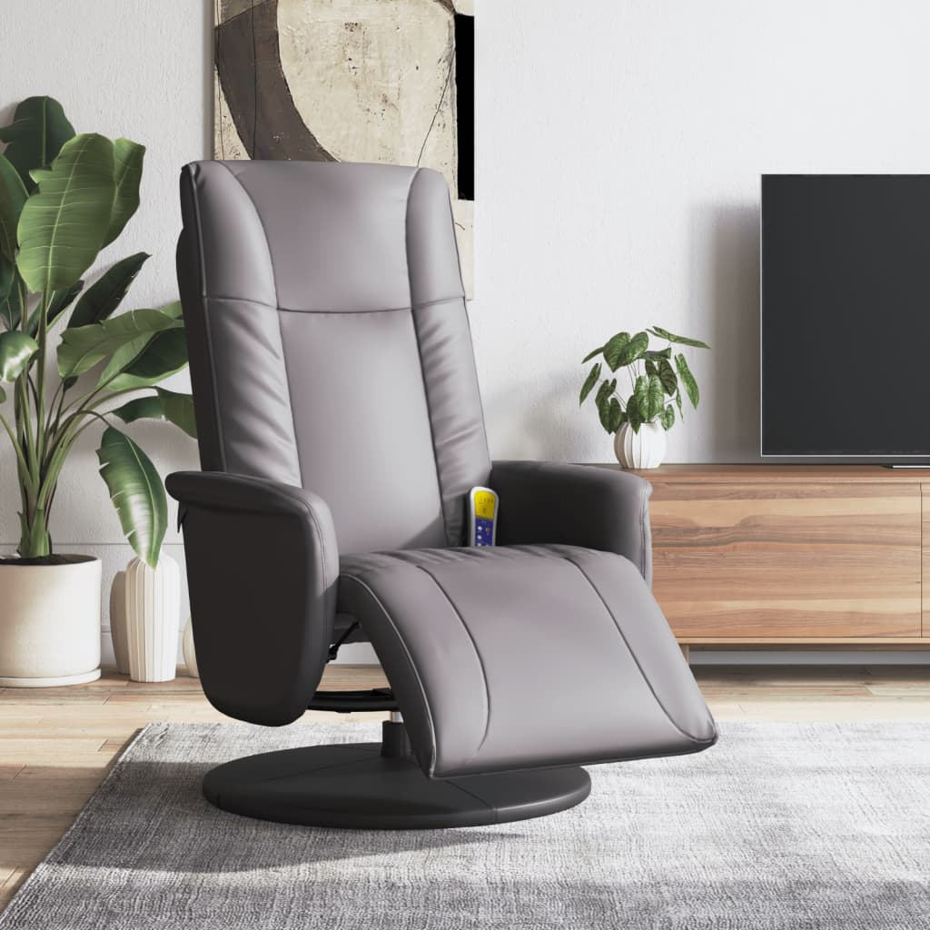 vidaXL Massage Recliner Chair with Footrest Grey Faux Leather