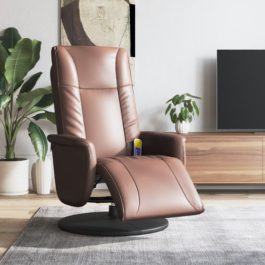 vidaXL Massage Recliner Chair with Footrest Brown Faux Leather