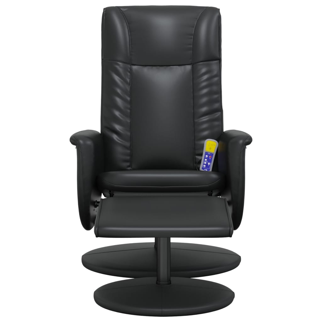 vidaXL Massage Recliner Chair with Footstool Black Faux Leather