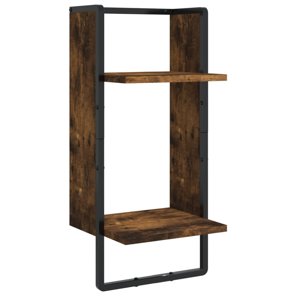 vidaXL 4 Piece Wall Shelf Set with Bars Smoked Oak Engineered Wood