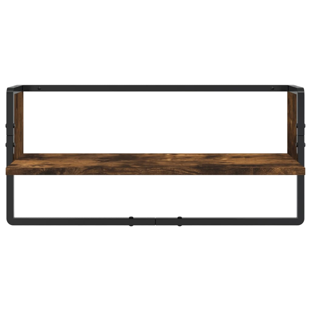 vidaXL 4 Piece Wall Shelf Set with Bars Smoked Oak Engineered Wood