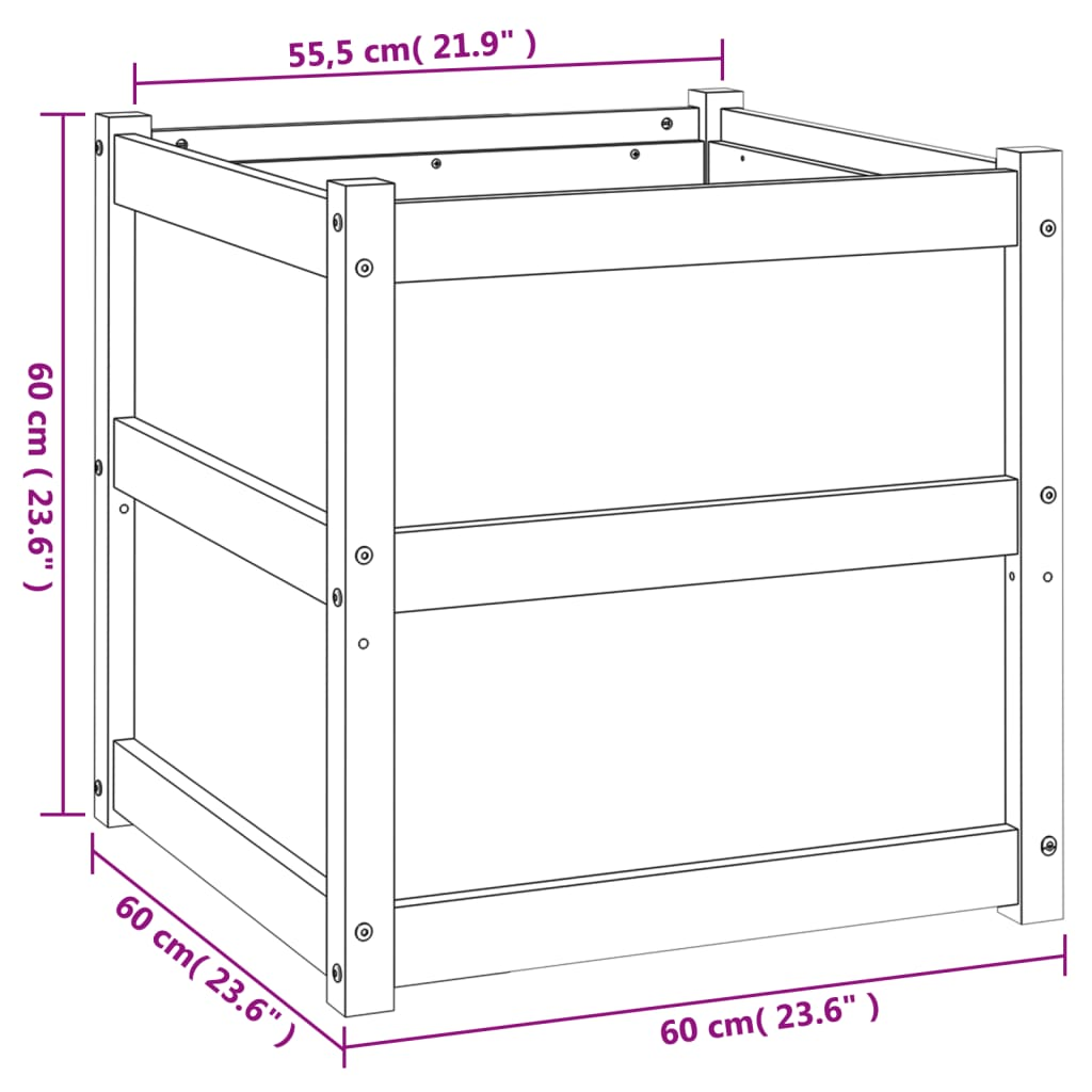 vidaXL Garden Planter 60x60x60 cm Impregnated Wood Pine