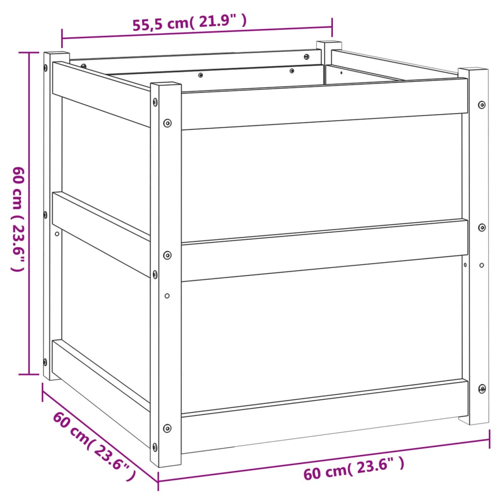 vidaXL Garden Planter 60x60x60 cm Solid Wood Pine