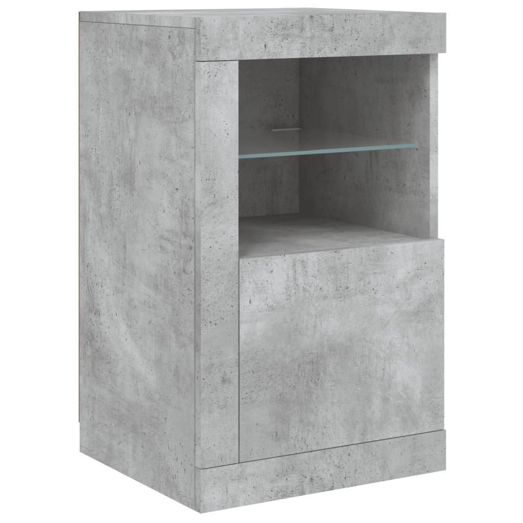 vidaXL Side Cabinets with LED Lights 2 pcs Concrete Grey Engineered Wood