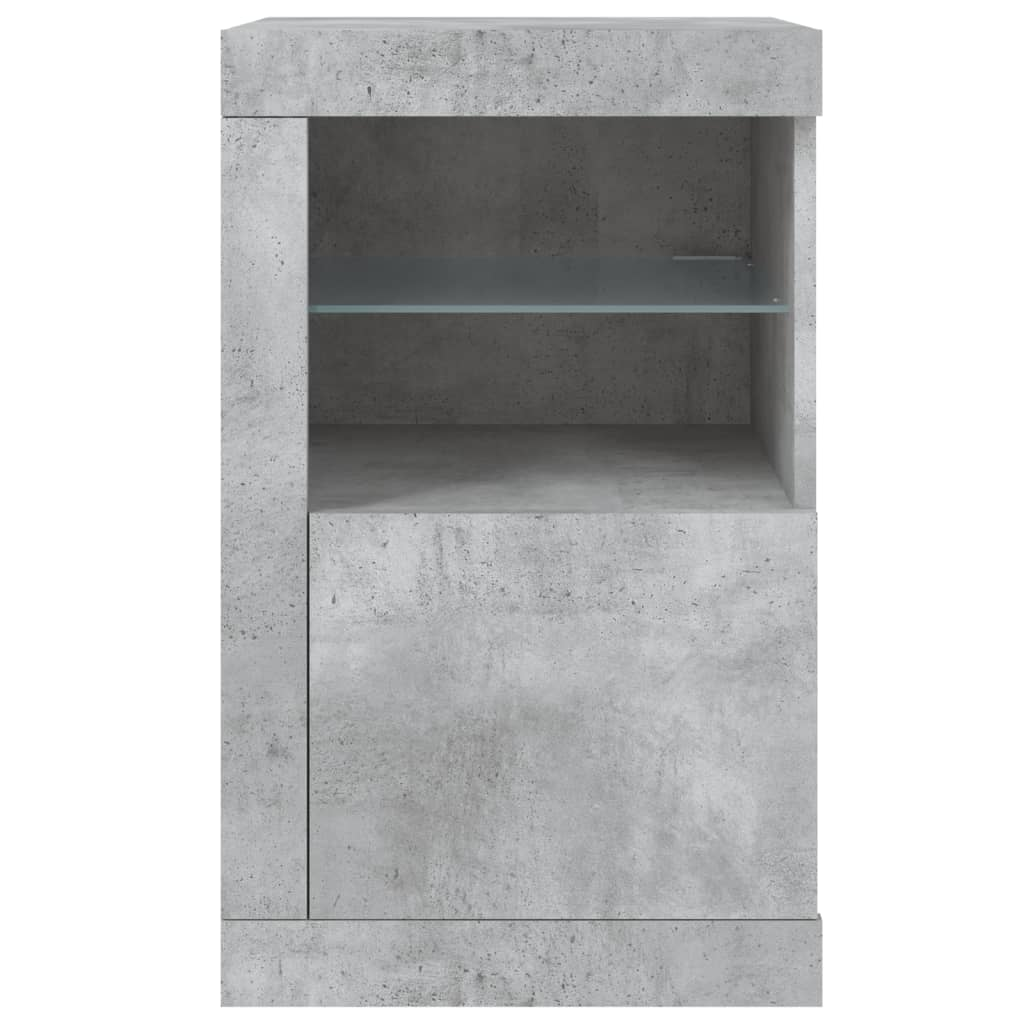 vidaXL Side Cabinets with LED Lights 2 pcs Concrete Grey Engineered Wood