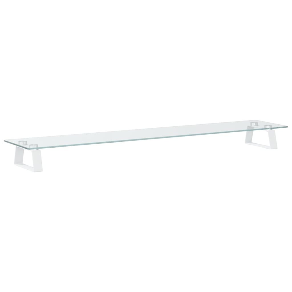 vidaXL Monitor Stand White 100x20x8 cm Tempered Glass and Metal