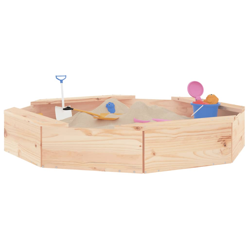 vidaXL Sandbox with Seats Octagon Solid Wood Pine