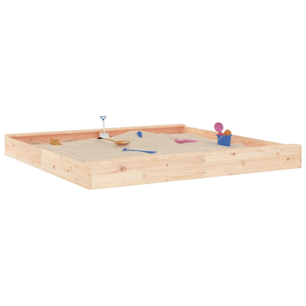 vidaXL Sandbox with Seats Square Solid Wood Pine