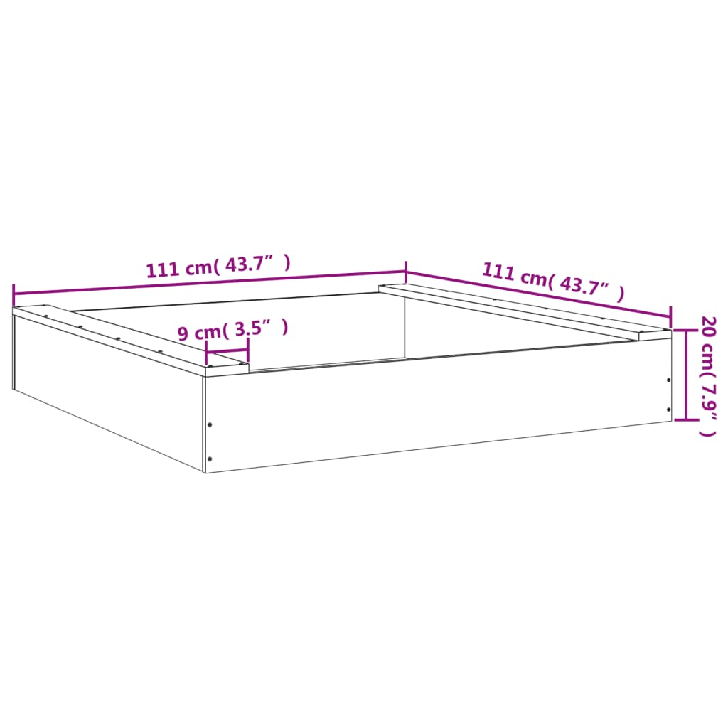 vidaXL Sandbox with Seats Square Solid Wood Douglas